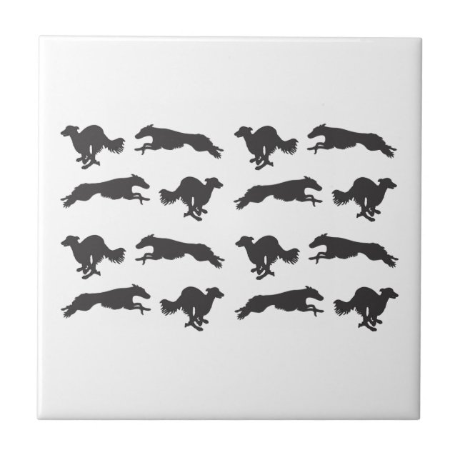 Silken Windhounds Running  Ceramic Tile (Front)