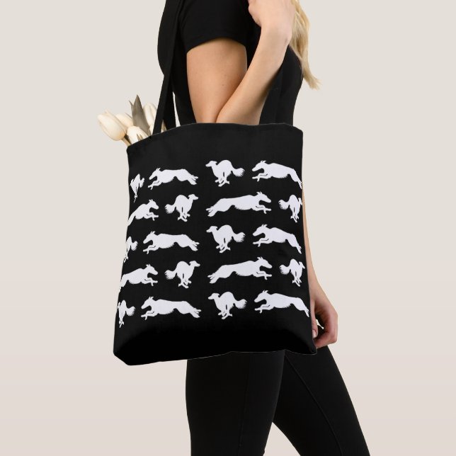 Silken Windhounds Running Tote Bag (Close Up)