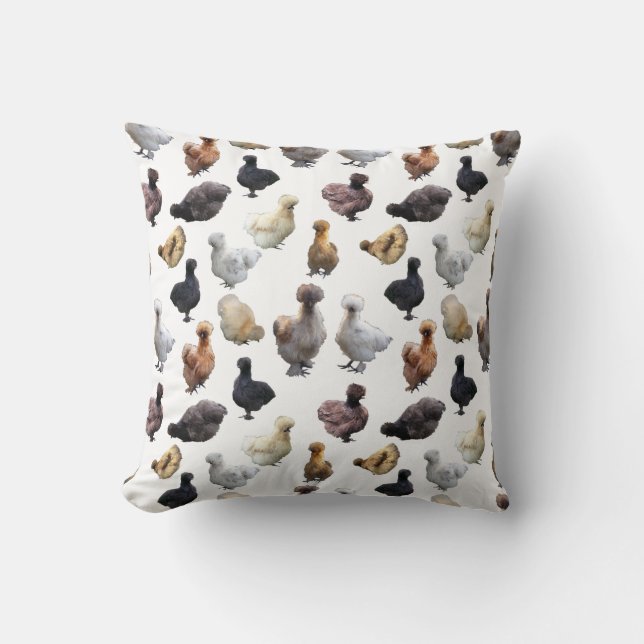 Silkie Bantam Chickens Cushion (Front)