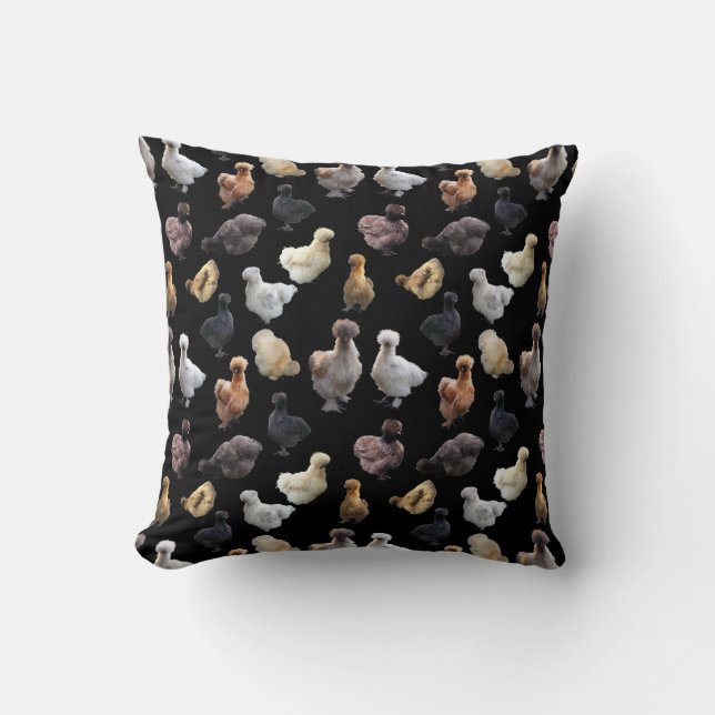 Silkie Bantam Chickens Cushion (Front)