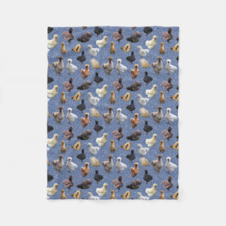 Silkie Bantam Chickens Faux Glitter Blue Fleece Blanket