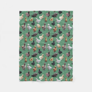 Silkie Bantam Chickens Faux Glitter Green Fleece Blanket