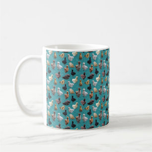 Silkie Bantam Chickens on Glitter Background Coffee Mug