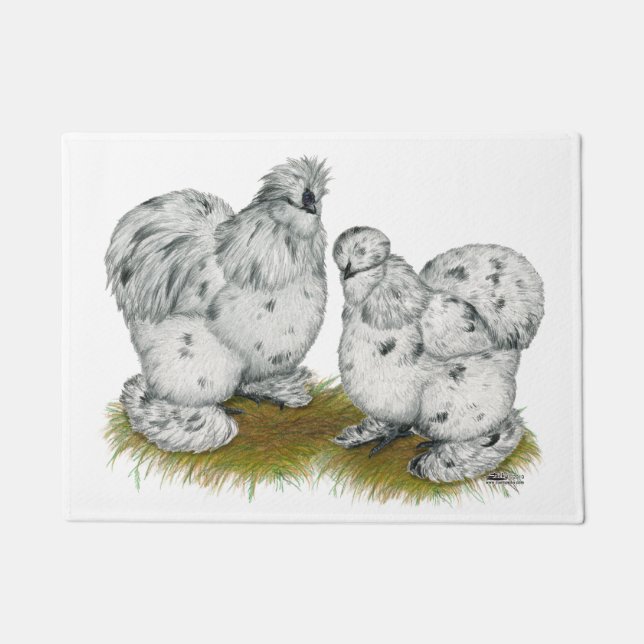 Silkie Bantam Splash Chickens Doormat (Front)