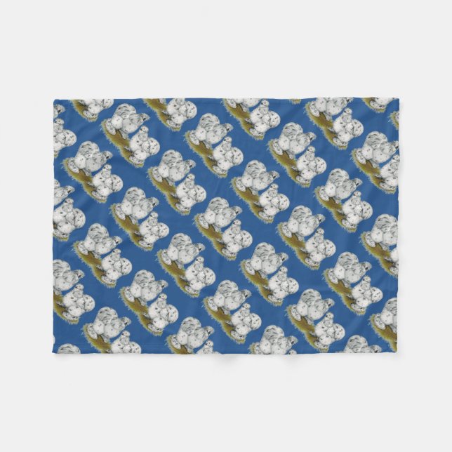 Silkie Bantam Splash Chickens Fleece Blanket (Front (Horizontal))
