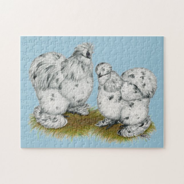 Silkie Bantam Splash Chickens Jigsaw Puzzle (Horizontal)