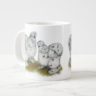 Silkie Bantam Splash Chickens Large Coffee Mug