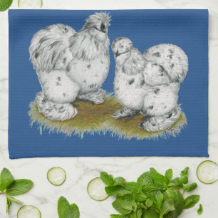 Silkie Bantam Splash Chickens Tea Towel