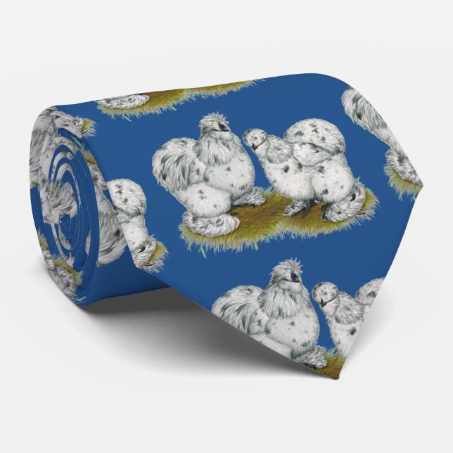 Silkie Bantam Splash Chickens Tie (Rolled)
