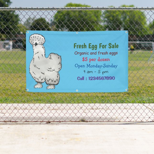 Silkie chicken  cartoon fresh egg sign for sale (Insitu)