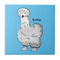 Silkie chicken cartoon illustration