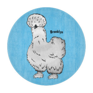 Silkie chicken cartoon illustration  cutting board