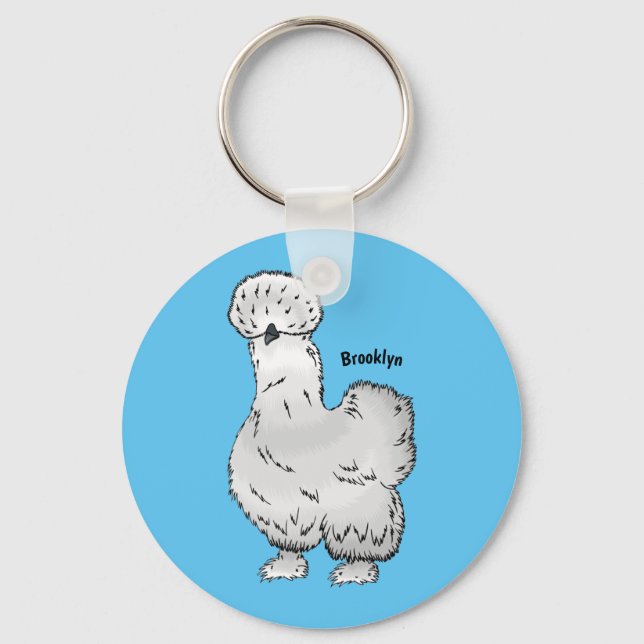 Silkie chicken cartoon illustration key ring (Front)