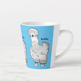 Silkie chicken cartoon illustration latte mug