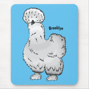 Silkie chicken cartoon illustration mouse pad