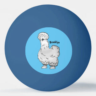 Silkie chicken cartoon illustration ping pong ball