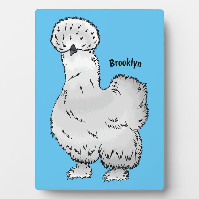 Silkie chicken cartoon illustration  plaque (Front)