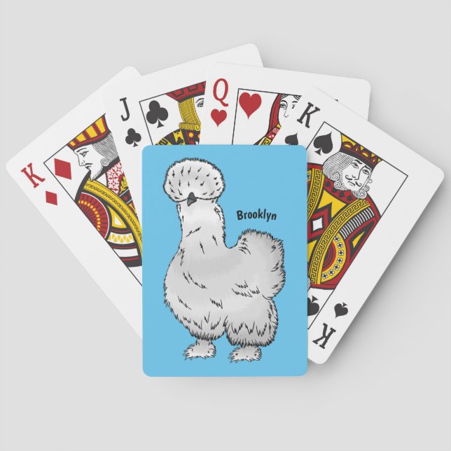 Silkie chicken cartoon illustration playing cards (Back)