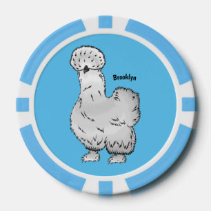 Silkie chicken cartoon illustration poker chips