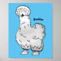 Silkie chicken cartoon illustration