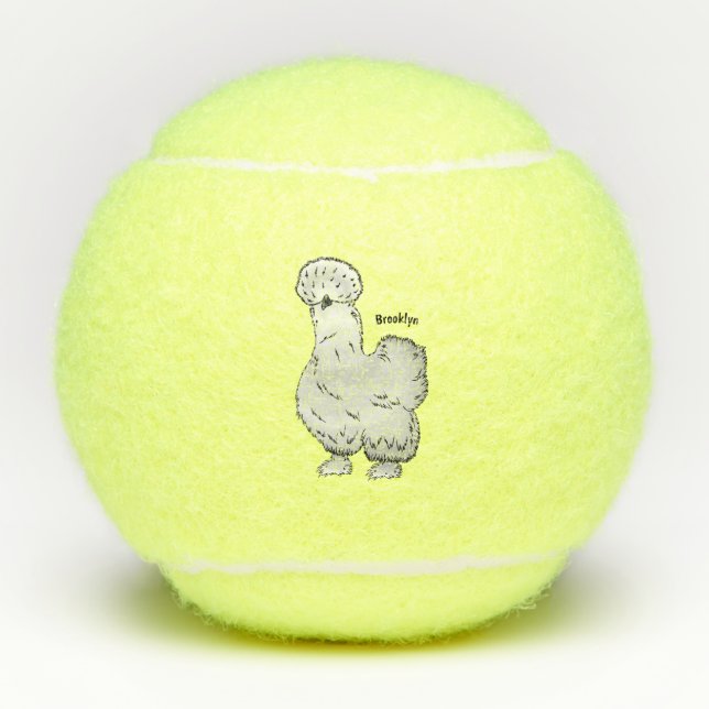 Silkie chicken cartoon illustration  tennis balls (Front)