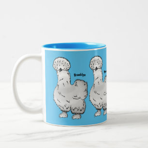 Silkie chicken cartoon illustration   Two-Tone coffee mug