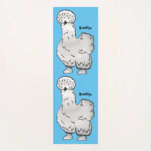 Silkie chicken cartoon illustration yoga mat