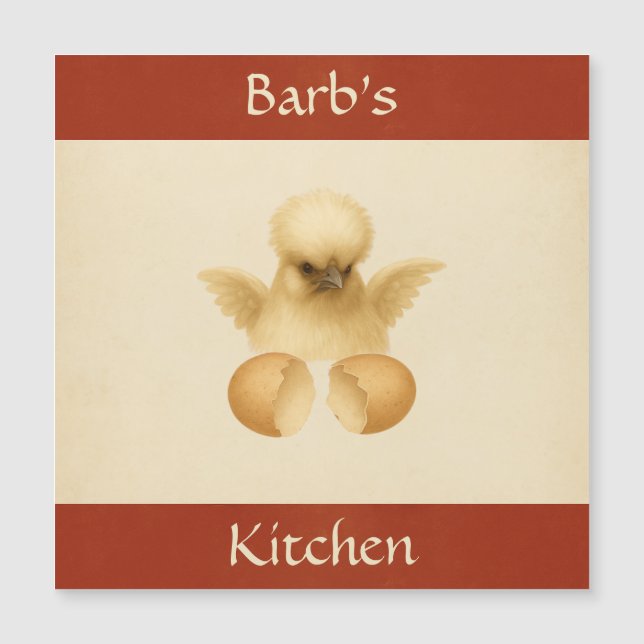 Silkie Chicken Chick Refrigerator Magnet Card (Front)