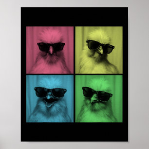 Silkie Chicken Funny Pop Art Farm Animal Lover Pho Poster