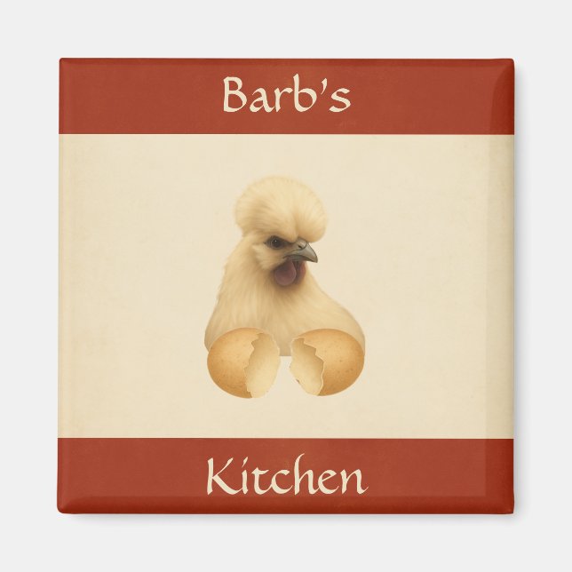 Silkie Chicken Hen Cute Classy Refrigerator Magnet (Front)