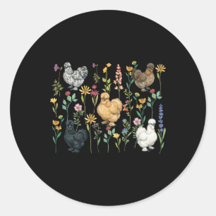 Silkie Chicken Lover Flowers Silkie Owner Silkie C Classic Round Sticker