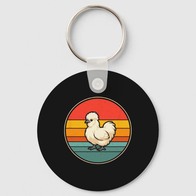 Silkie Chicken Lover  Key Ring (Front)