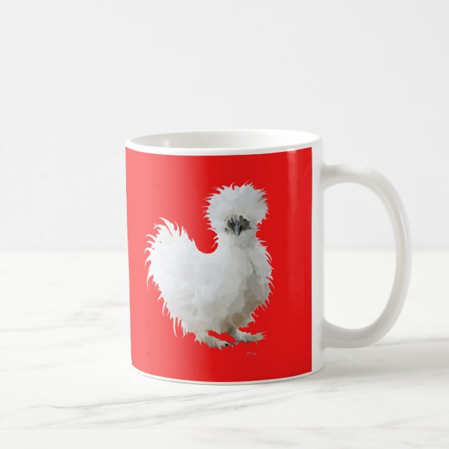 Silkie Chicken on Red Coffee Mug (Right)