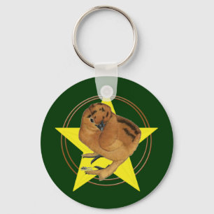 Silkie Red Chick Star Key Ring