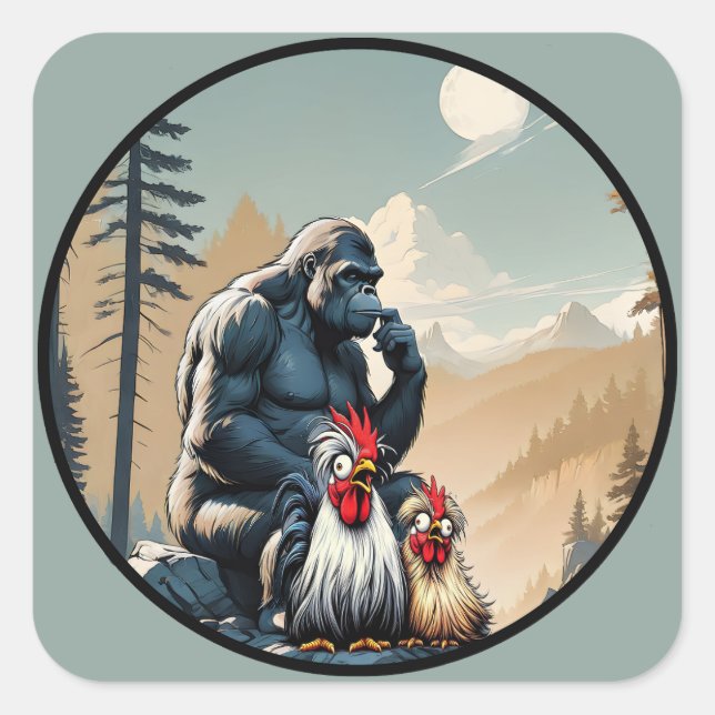  "Silkie Summit Selfie" Chessy Chicken Selfies Square Sticker (Front)