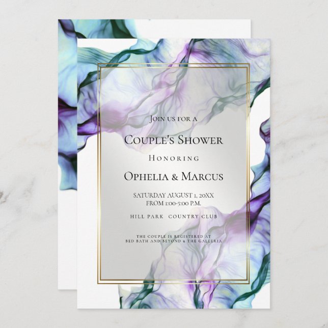 Silky Abstract Indigo Watercolor Invitation (Front/Back)