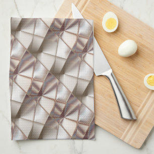 Silky beige with shapes looking relief or depth th tea towel
