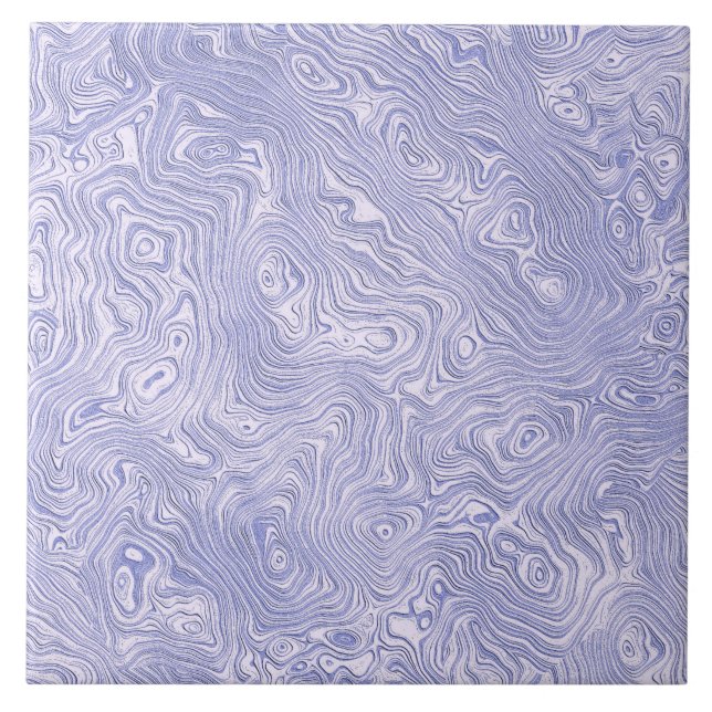 Silky Blue Moire Pattern Ceramic Tile (Front)
