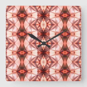 Silky burgundy to salmon rapport of virtual shapes square wall clock