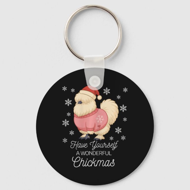 Silky Chicken- Cute Ntam Christmas  Key Ring (Front)