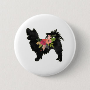 Silky Chihuahua Dog Breed Boho Floral Silhouette 6 Cm Round Badge