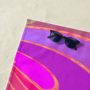 Silky curved lines abstract in pink beach towel