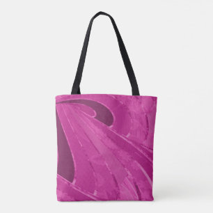 Silky curved lines abstract in pink tote bag