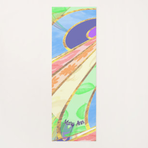 Silky Curved Lines Abstract in Rainbow Colours 3 Yoga Mat