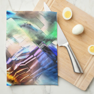 Silky floating of colours in soft abstract mosaic tea towel