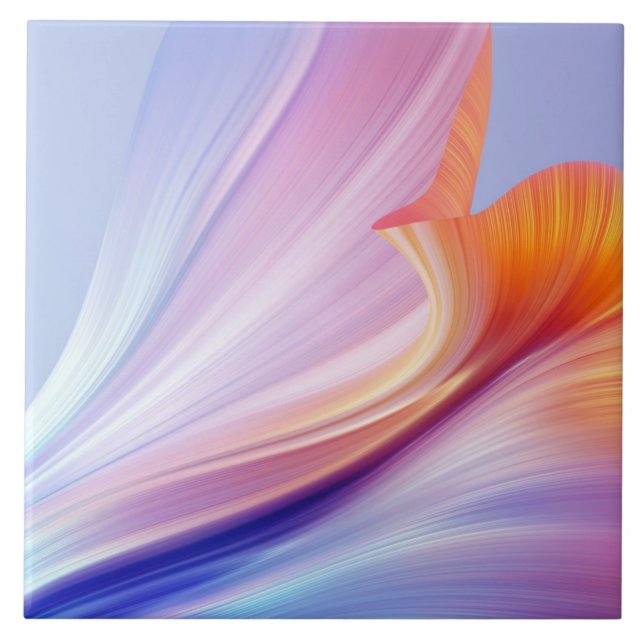 Silky Furl of Floral Bliss Lavender Ceramic Tile (Front)