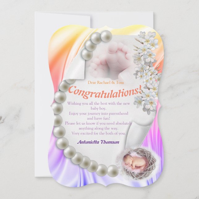Silky Ivory Pearl Baby Congrats card (Front)