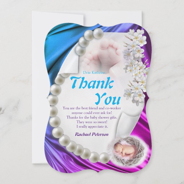 Silky Ivory Pearl Baby Than You card (Front)
