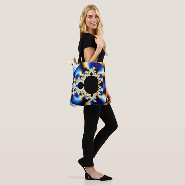 Silky Looking Blue Fractal Tote Bag (On Model)