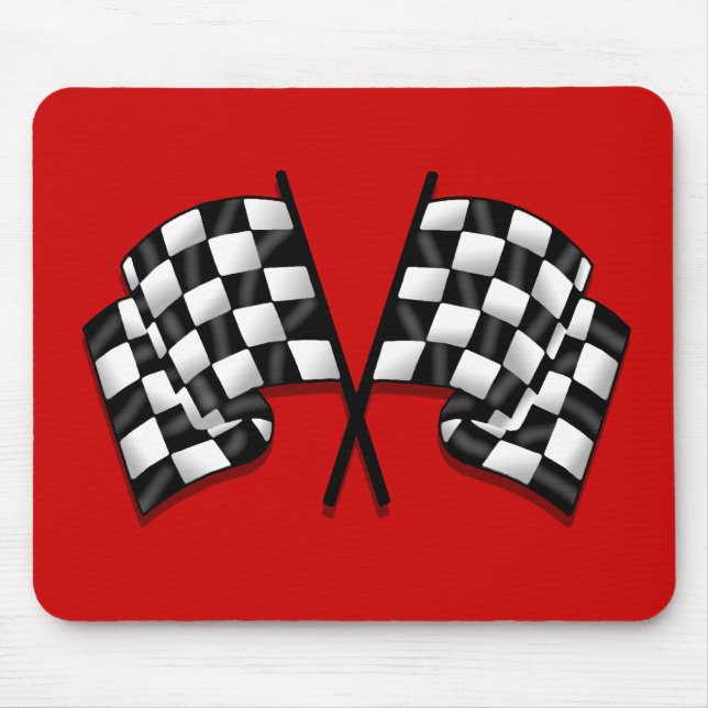 Silky looking Motorsport chequered flag gear Mouse Pad (Front)